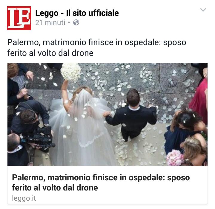 Drone al matrimonio: ferito lo sposo e trasportato in ospedale. Festa saltata. FotoWireless